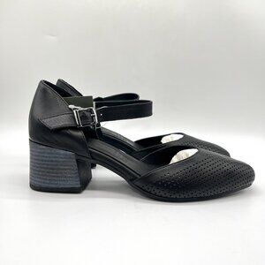 Spring Step Womens 41 EU 9.5 - 10 US Black Leather Block‎ Heels Pumps Shoes